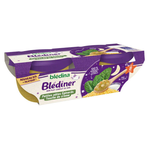 Blédina Blédiner petites pâtes épinards crème 2x200g