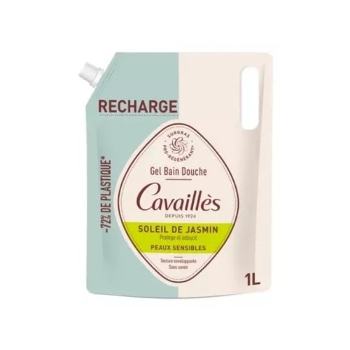 Cavaillès Gel Bain Douche Peaux Sensibles Soleil de Jasmin Écorecharge 1L