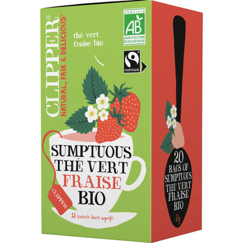 Clipper Thé Vert saveur Fraise Bio 20 sachets 35g