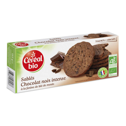 Cereal Bio Sablés Chocolat Noir Intense, À La Farine De Blé De Meule, Bio 132G