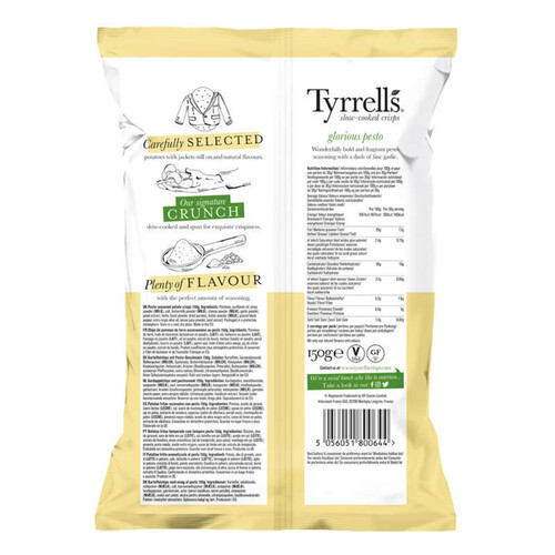 Tyrrell's chips de pomme de terre saveur pesto et parmesan 150g