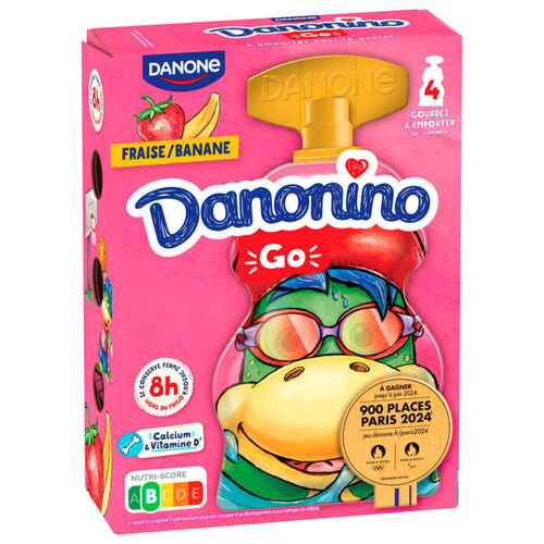 Danonino Yaourt à boire fraise banane gourde 4x70g