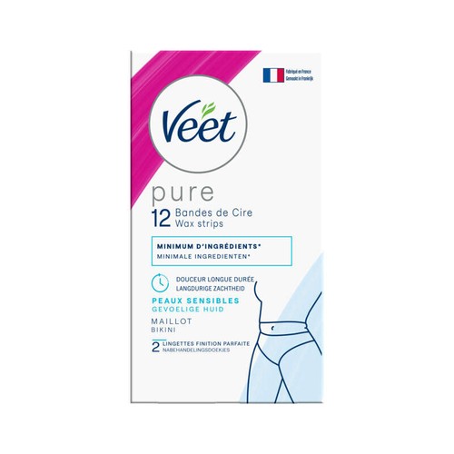 Veet Pure Bandes de Cire hypoallergéniques pour maillot x12