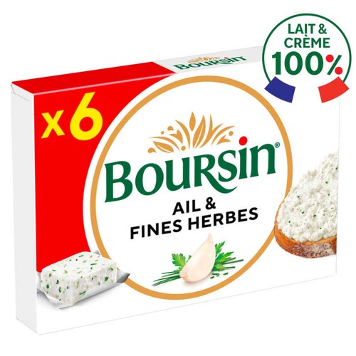 Boursin Fromage à tartiner ail et fines herbes 6 portions 96g