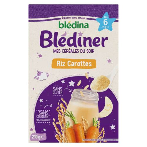 Blédina Riz Carottes Sans Gluten, dès 6 Mois 210g