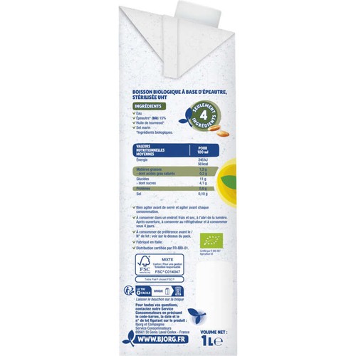 Bjorg Boisson épeautre Bio 1L
