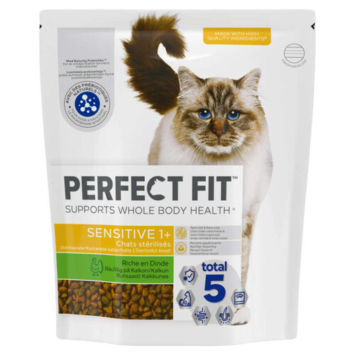 Perfect Fit sensitive 1+ croquettes riche en dinde chat adulte sensible stérilisé 1,4kg