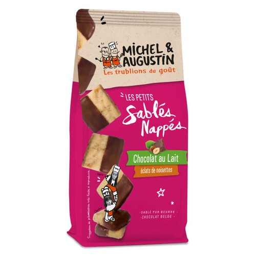 Michel & Augustin Petits sablés nappés chocolat au lait et noisette 140g