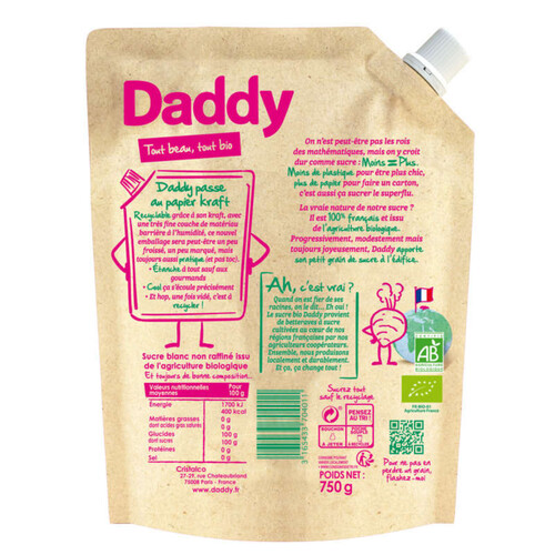 Daddy Sucre En Poudre Bettrave Bio Sachet Kraft 750G