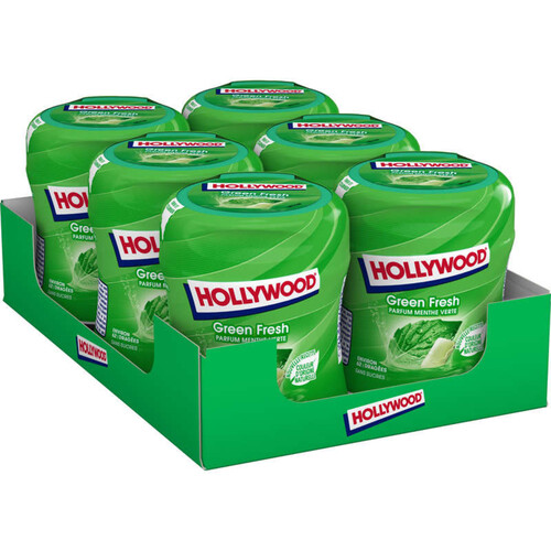 Hollywood Green Fresh Chewing-gum Menthe Verte sans sucres 87g