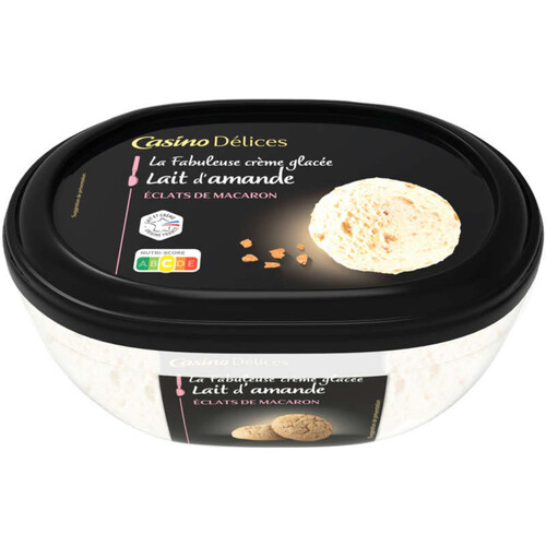 Casino Delices La Fabuleuse crème glacée - Crème glacée - Lait d'amande et éclats de macaron - Bac - 290g