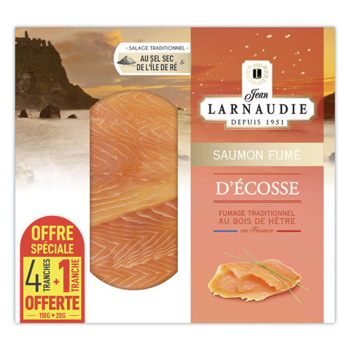 Larnaudie Saumon Fumé d'Ecosse 4 Tranches + 1 Tranche Offerte 130g