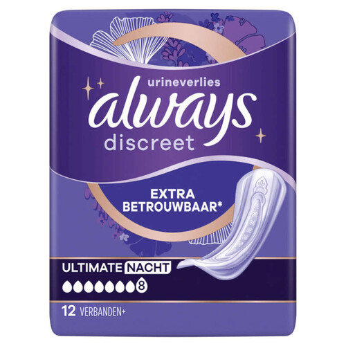 Always Discreet Serviettes Pour Fuites Urinaires Ultimate Nuit x12