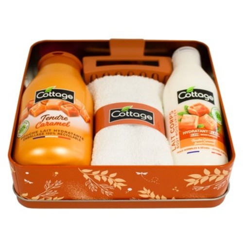 Cottage Boîte à gourmandise Douche lait hydratante tendre caramel 250ml + 1 lait corps hydratant