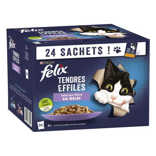 Purina Felix Tendres Effilés En Gelée Aux Viandes Et Poissons 24X85G