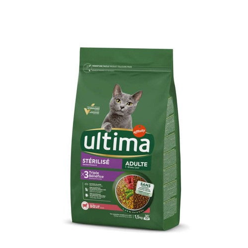 Ultima Croquettes Au Boeuf Pour Chats Stérilisés, Adult 1,5Kg