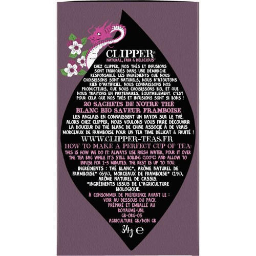 Clipper Thé Blanc Framboise Bio 20 sachets 34g
