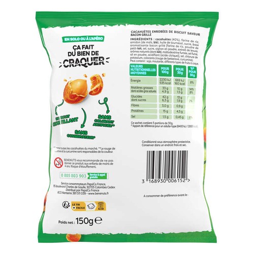 Bénénuts Twinuts Cacahuètes Enrobées Saveur Bacon 150g