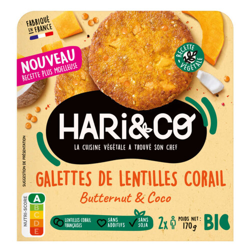 Hari&Co Galettes De Lentilles Corail Butternut Coco Bio x2 170g