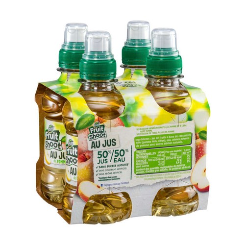 Teisseire Fruit Shoot au Jus de Pomme Sans Sucres Ajoutés 4x20cl