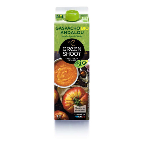 Green Shoot gaspacho bio, recette authentique, au vinaigre du xérès 1L.