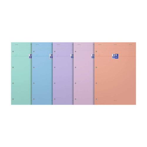 Oxford Bloc-notes Smart A4+ Quadrillé Reliure Agrafée Couverture Carte Souple Coloris Assortis Pastel 5x5 /160 Pages