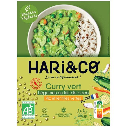 Hari&Co curry vert légumes au lait de coco bio 280g