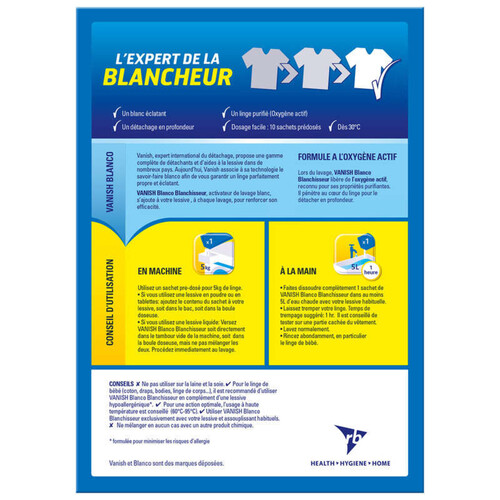 Vanish Blanco Activateur De Blanc Blanchisseur Anti-Grisaille X10