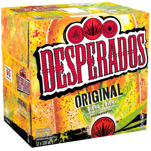 Desperados Original Bière aromatisée à un spiritueux à base d'agave 12X33cl