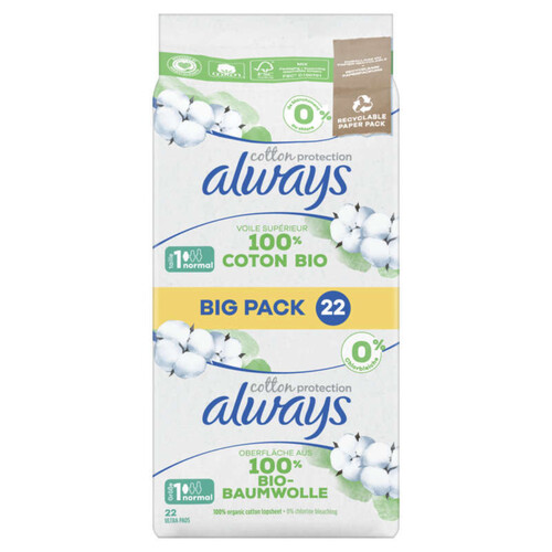 Always  Serviettes Avec Ailettes Cotton Protection Normal x22