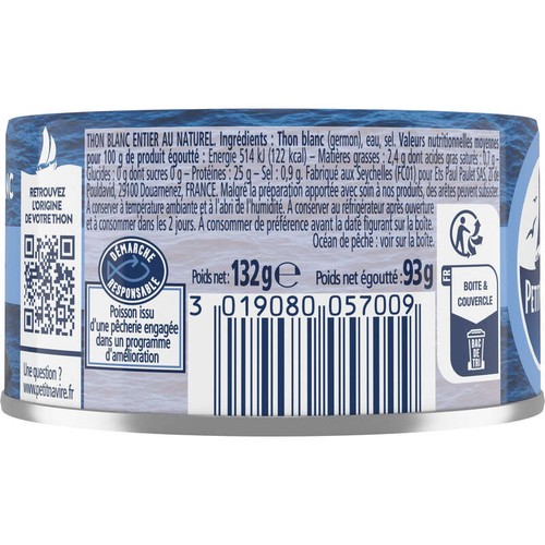 Petit Navire Thon Blanc Naturel Germon 93g