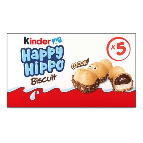 Kinder Happy Hippo Biscuits et cacao 5 sachets fraîcheur 105g