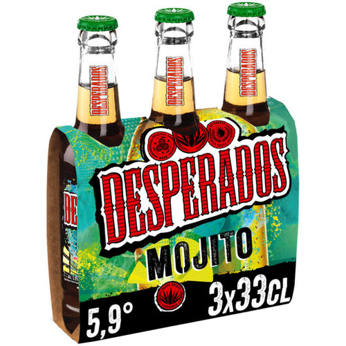 Desperados Mojito Bière aromatisée à un spiritueux à base d'agave, Menthe, Citron vert 3x33cl