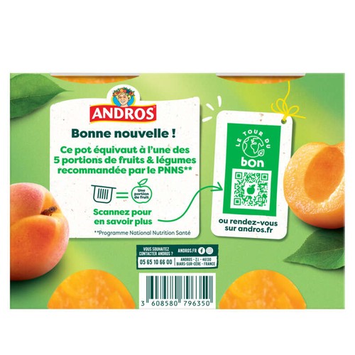Andros aux morceaux moelleux d'abricot 4x100g