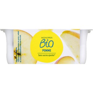 Monoprix Bio Purée de pommes sans sucres Le pack de 4x95g