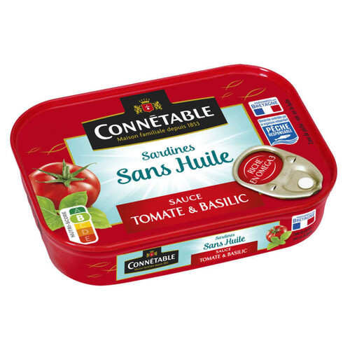 Connétable sardines sans huile sauce tomate et basilic 115g