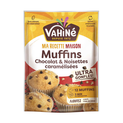 Vahiné muffins chocolat & noisettes caramélisées ultra gonflés ! 330g