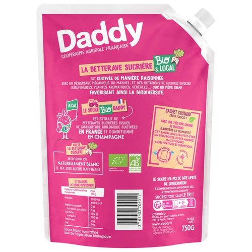 Daddy Sucre En Poudre Bettrave Bio Sachet Kraft 750g