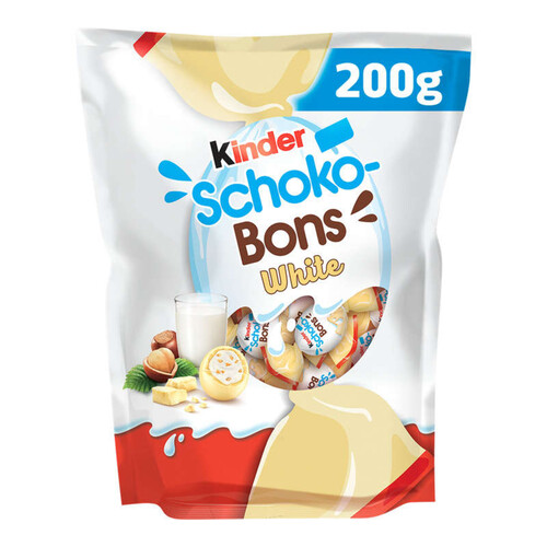 Kinder Schokobons White Bonbons De Chocolat Supérieur Au Lait Fourrés 200G