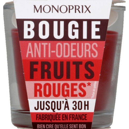 Monoprix bougie anti-odeurs fruits rouges 30H