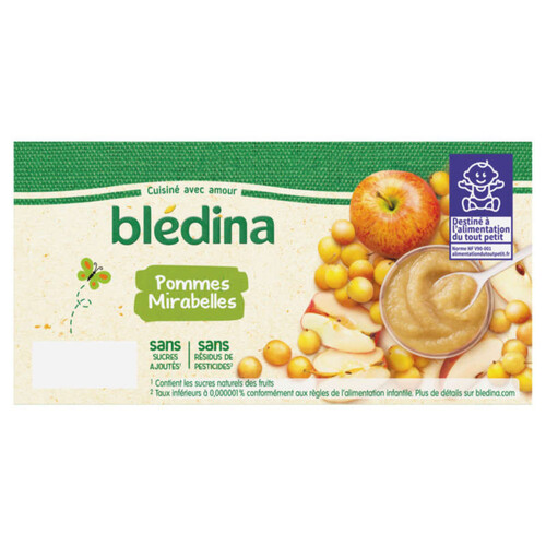 Bledina Coupelles Fruits Pommes Mirabelles 4X100G Dès 4/6 Mois