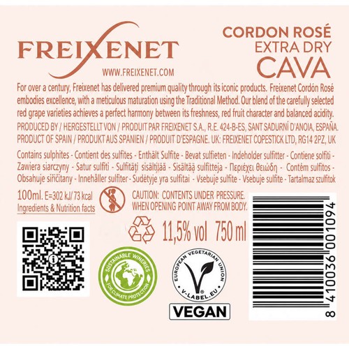 Freixenet vin pétillant rosé la bouteille de 75cl