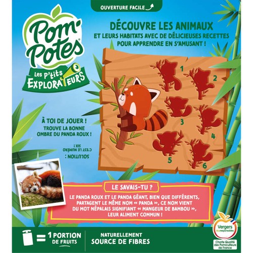 Materne Pom' Potes Compotes Pomme Pêche Fruits du Dragon 4x90g