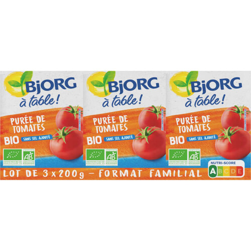 BJOR Purée de tomates Bio 3 x 200g