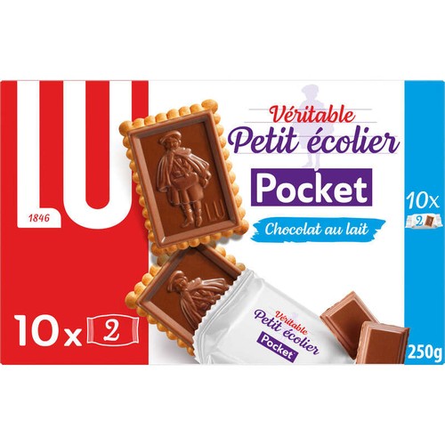 Lu Petit Écolier Pocket Petit Beurre Biscuits nappés de Chocolat au Lait 250g