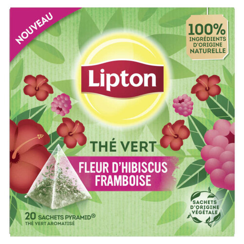 Lipton Thé Vert Fleur D'Hibiscus & Framboise 20 Sachets Pyramid®