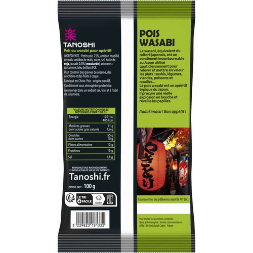 Tanoshi Pois wasabi, apéritif japonais 100g