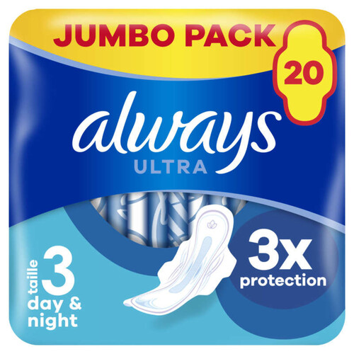 Always ultra serviettes day & night (taille 3) ailettes 20 serviettes