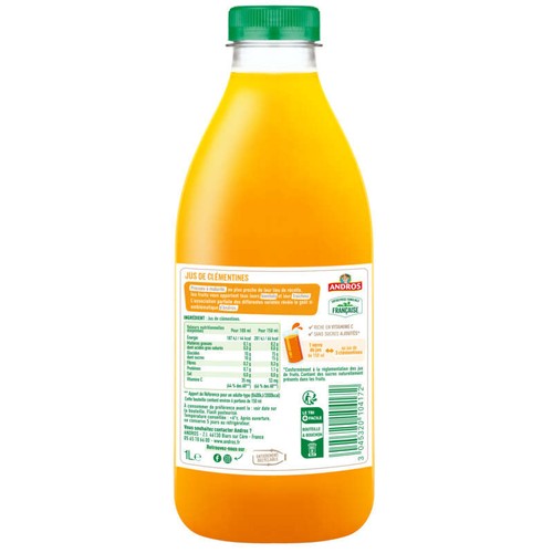 Andros Jus de Clémentine la bouteille de 1L
