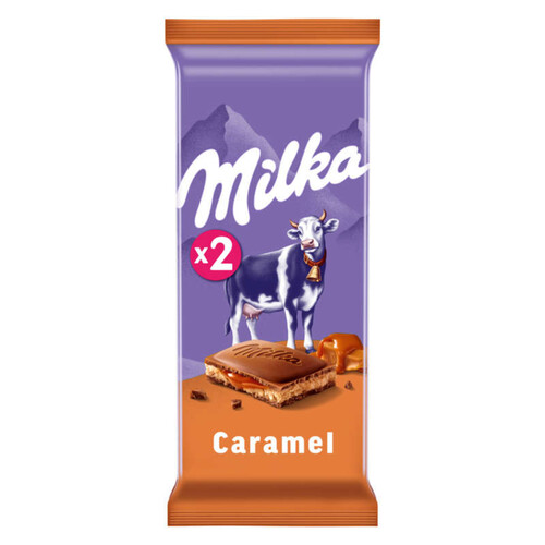 Milka Tablette Chocolat au Lait fourrée à la Crème et au Caramel 2x100g
